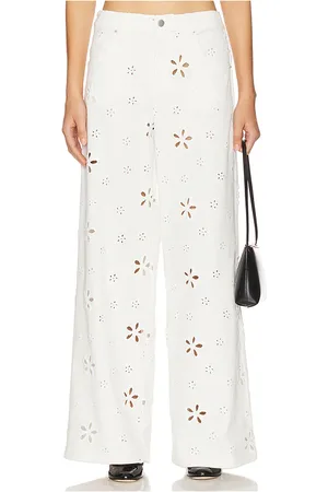 For Love & Lemons Daisy Eyelet Baggy Jean in . Size M, S, XL, XS.