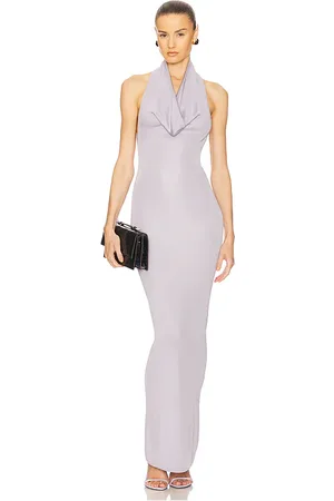 Helsa Aaliyah Maxi Knit Dress in Metallic Silver,Lavender. Size M, S, XL, XS.