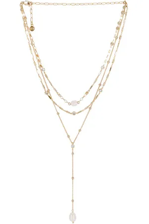 Ettika Forever Pearl 18k Gold Plated Multi-chain Choker in .