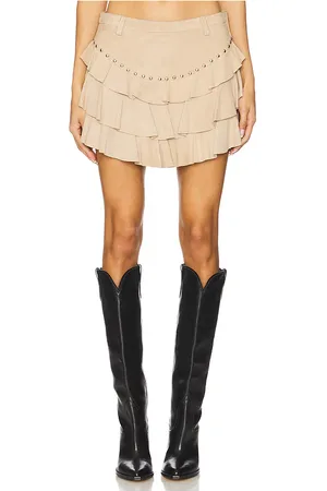 Understated Leather Frill Mini Skirt in . Size S, XS.