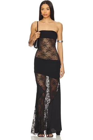 Indah Victoria Solid Bandeau Gown in . Size M, S.