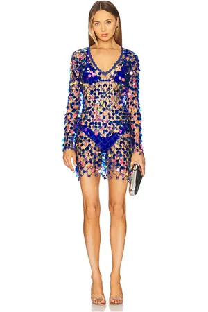Milly Sequin Crochet Mini Pullover Dress in . Size XS/S.
