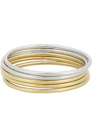 Jenny Dane Bangle 5-Pack Set in Metallic Silver,Metallic Gold.