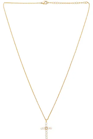 By Adina Eden Pearl X Cz Cross Pendant Necklace in .