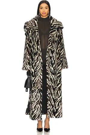 Adrienne Landau The Victoria Coat in Black,White. Size S.