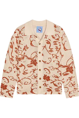 KIDSUPER STUDIOS Face Floral Open Knit Top in . Size M, S, XL.