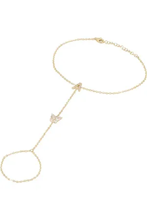 By Adina Eden Pave Butterfly Initial Hand Chain in . Size C, J, K, M, S.