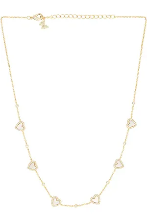 By Adina Eden Pave Outlined Colored Stone Multi Heart Necklace in .