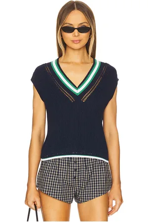 525 America Wendy Varsity Crochet V-neck Vest in . Size M, S, XL, XS.