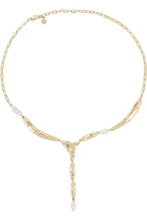 Ettika Liquid Melt And Pearl Lariat Necklace in .