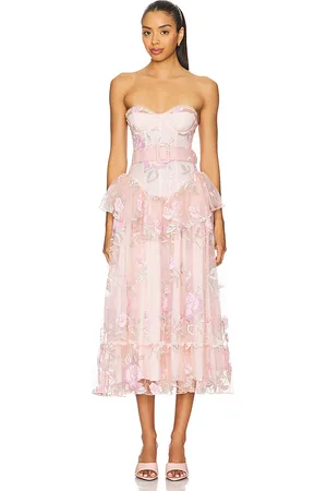 For Love & Lemons Emmeline Embroidery Midi Dress in . Size XL.