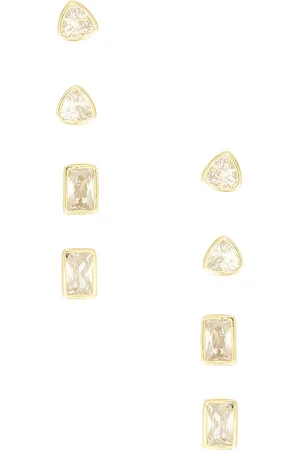 By Adina Eden Bezel Stud Earring Combo Set in .