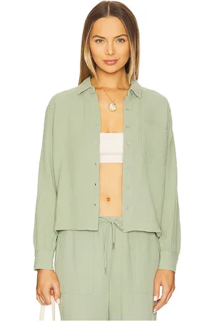 Bobi Cropped Button Up Shirt in . Size M, S, XL, XS.