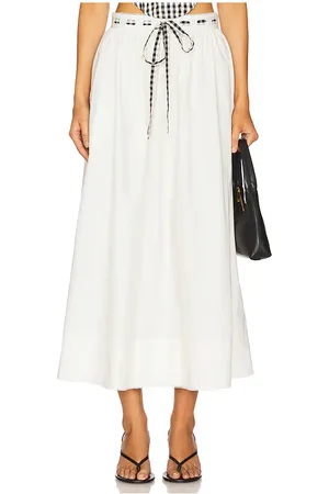 For Love & Lemons Georgia Poplin Midi Skirt in . Size M, S, XL, XS.