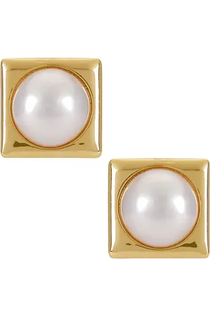 Ettika Square Pearl Stud Earrings in .