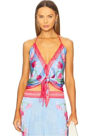 Agua Bendita X REVOLVE Harmony Blouse in Blue,Red. Size M, XL, XXL.