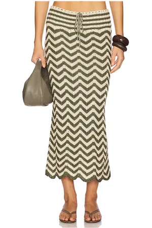 Agua Bendita Mira Ete Skirt in Olive,Beige. Size M, S.