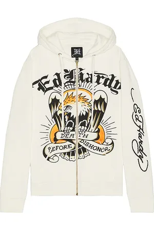 ED HARDY Eagle Fleece Zip Up Hoodie in . Size M, S, XL/1X.