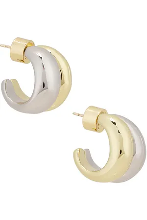 Jennifer Fisher Chavez Micro Huggies in Metallic Gold,Metallic Silver.