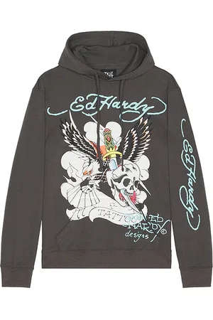 ED HARDY 77 Eagle Fleece Hoodie in . Size M, S, XL/1X.
