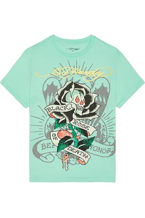 ED HARDY Black Rose Rhinestone Tee in . Size M, S, XL/1X.