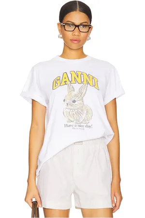 Ganni Basic Jersey Baby Bun Relaxed T- Shirt in . Size M, S, XL, XS, XXS.