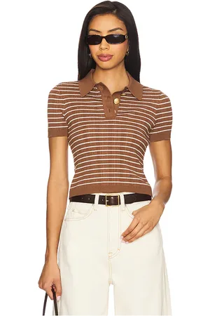 Lovers And Friends Camelia Stripe Short Sleeve Polo in . Size M, S, XL, XS, XXS.