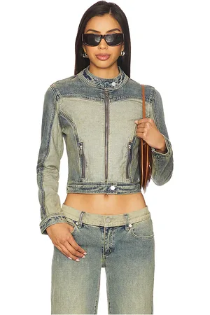 ABrand Roxie Denim Moto Jacket in . Size M, S, XL, XS.