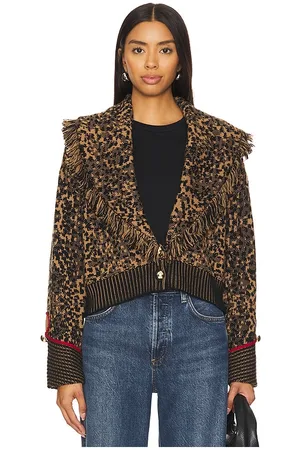 HAYLEY MENZIES Leopard Jacquard Cardi Bomber in . Size S.