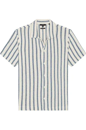 Vince Beach Stripe Knit Button Down Shirt in Blue,Cream. Size M, S, XL/1X.