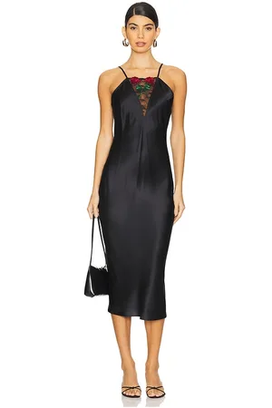 FLEUR DU MAL Bleeding Rose Embroidery Slip Dress in . Size XS.