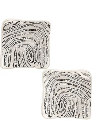 AREA Crystal Fingerprint Square Stud Earrings in .