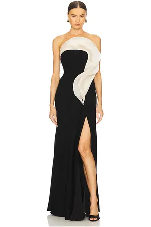 Gaurav Gupta Monochromatic Ruffle Drape Gown in . Size 4.
