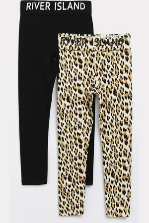 kind society River Island Girls Ri Leopard Print Leggings 2 Pack