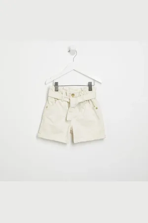 kind society River Island Mini Girls Ecru Paperbag Belted Shorts