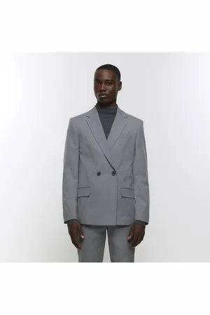 River Island Mens Twill Double Breasted Suit Jacket