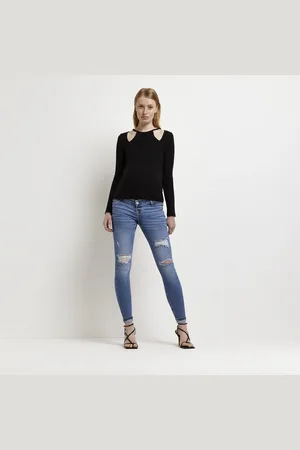River Island Womens Low Rise Ripped Maternity Skinny Jeans