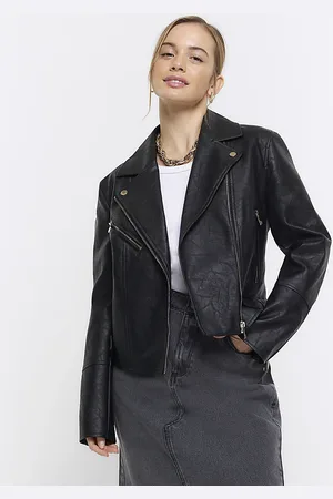 River Island Womens Petite Faux Leather Biker Jacket