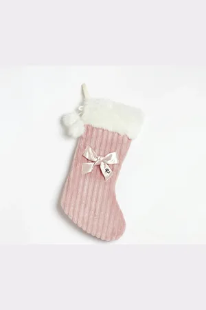 River Island Girls Faux Fur Satin Bow Stocking