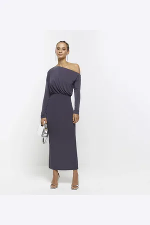River Island Womens Off Shoulder Bodycon Midi Dress