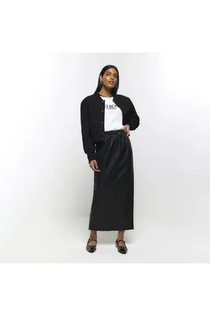 River Island Womens Faux Leather Elasticated Maxi Skirt