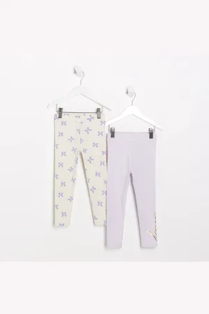 River Island Mini Girls Bow Print Leggings 2 Pack