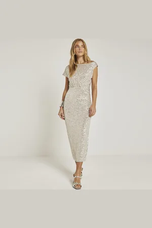 River Island Womens Sequin Off Shoulder Bodycon Midi Dress