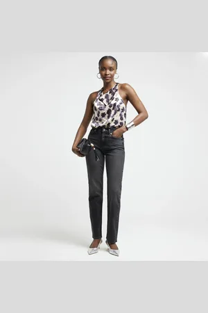 River Island Womens Satin Floral Halter Neck Top