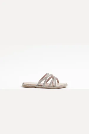 River Island Girls Diamante Cross Over Sandals