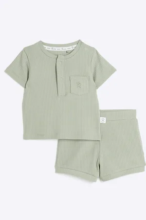 River Island Baby Boys Ribbed T-Shirt And Shorts Set