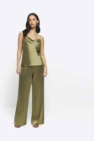 River Island Womens Satin Pull On Wide Leg Trousers