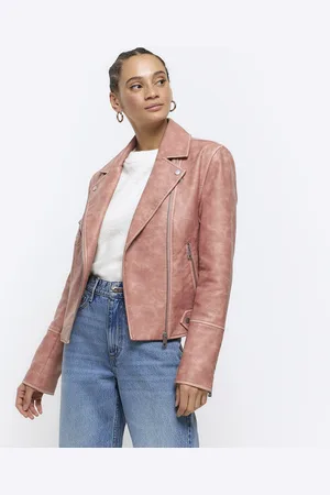 River Island Womens Faux Leather Distressed Biker Jacket
