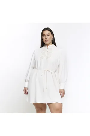 River Island Womens Plus Floral Tie Waist Shift Mini Dress