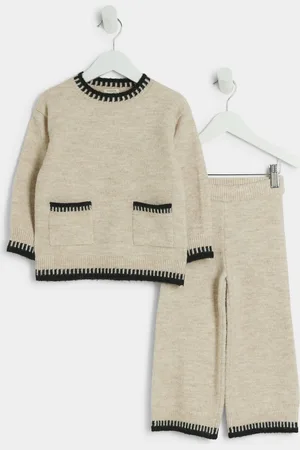 River Island Mini Girls Knit Whipstitch Jumper Set